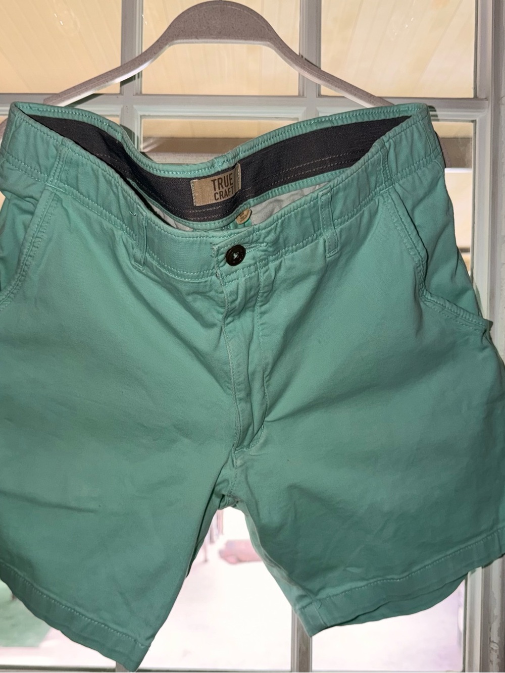 True Craft Men's Seafoam Green Flat Front Shorts